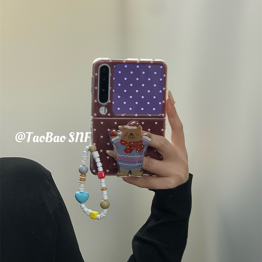 ins星星围巾小熊支架适用Pura X华为Pocket2手机壳小米MIXFlip2折叠FindN3Flip三星Zflip7/6/5nova荣耀VFlip2