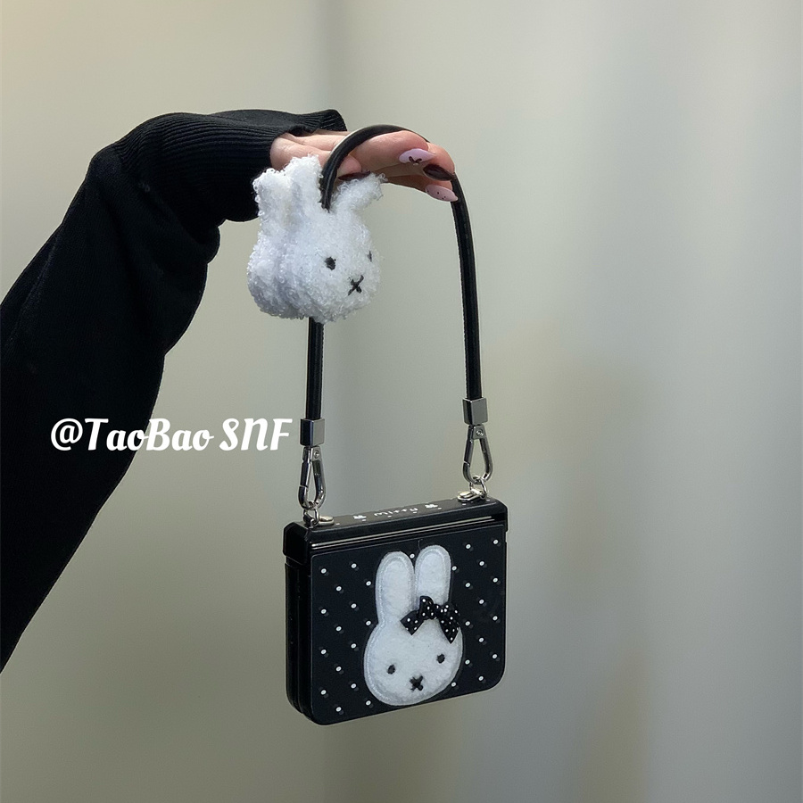 波点刺绣米菲兔适用Pura X华为Pocket2手机壳小米MIXFlip2折叠FindN3Flip三星Zflip7/6/5novaFlipS荣耀VFlip2