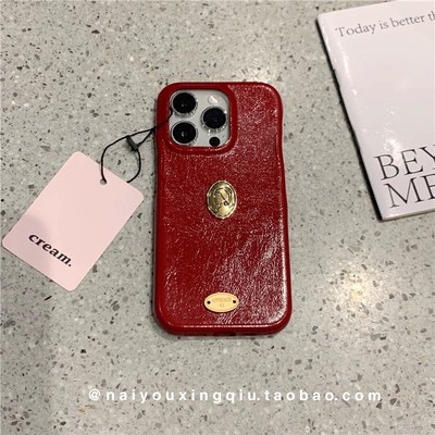 ins金色女孩头像皮质酒红色适用pura70pro+华为mate70/60/50/40/30pro手机壳p60pro气质高级感p50p40复古高级