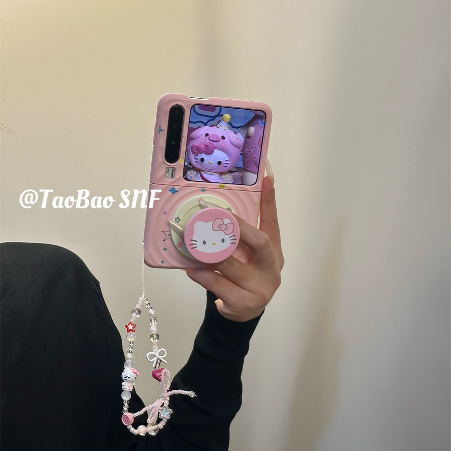 ins星星kt猫波漾磁吸壳支架适用PuraX华为Pocket2手机壳小米MIXFlip2折叠FindN3Flip三星Zflip7/6/5荣耀VFlip