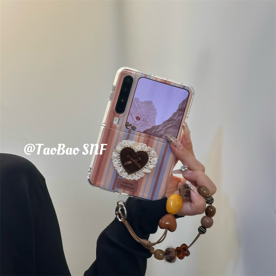 ins秋冬美拉德条适用Pura X华为Pocket2手机壳小米MIXFlip2折叠FindN3Flip三星Zflip7/6/5高级手链荣耀VFlip2