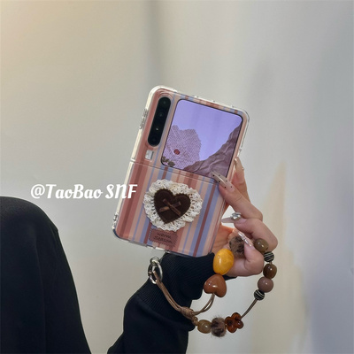 ins秋冬美拉德条适用Pura X华为Pocket2手机壳小米MIXFlip2折叠FindN3Flip三星Zflip7/6/5高级手链荣耀VFlip2