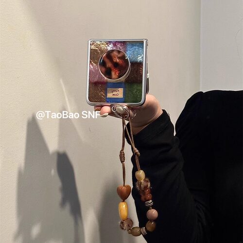 复古撞色格子适用Pura X小米MIXFlip2华为Pocket2手机壳FindN3Flip折叠三星Zflip6/5/4支架novaFlip荣耀VFlip