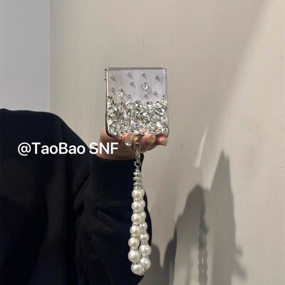 ins钻石镜头堆钻适用PuraX华为Pocket2手机壳FindN3Flip折叠小米MIXFlip2三星Zflip6/5手链novaFlip荣耀VFlip