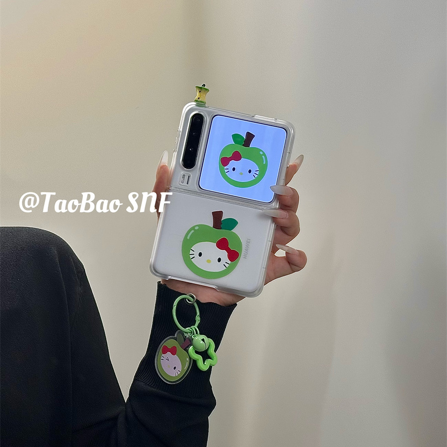 ins青苹果kt猫适用Pura X华为Pocket2手机壳小米MIXFlip折叠FindN3Flip三星Zflip7/6/5挂件novaFlip荣耀VFlip