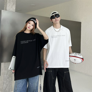 宽松嘻哈美式 FTR 欧美高街字母短袖 T恤夏季 男女BF 潮牌上衣情侣装