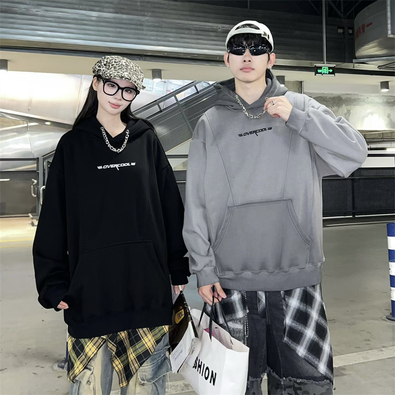 FTR/欧美冬季hiphop潮流英文印花宽松连帽加绒大码卫衣情侣装男女