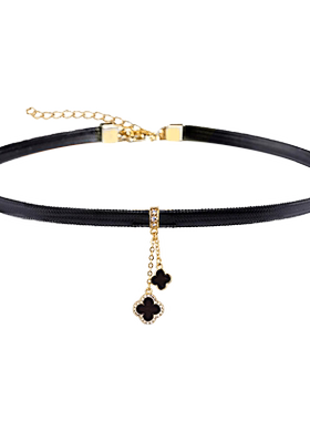 超美独特设计流苏四叶草短款项链