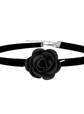 性感小香风choker黑色玫瑰花项链女轻奢小众短款锁骨颈链脖子配饰