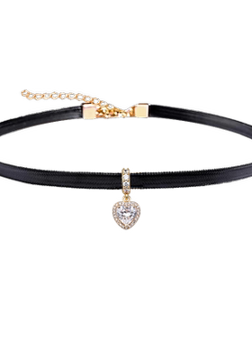 独特小众高级黑色choker皮绳项链