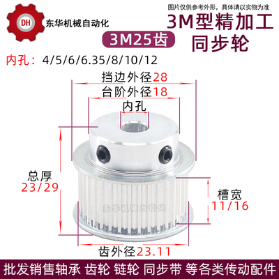 精加工同步轮3m25齿内孔