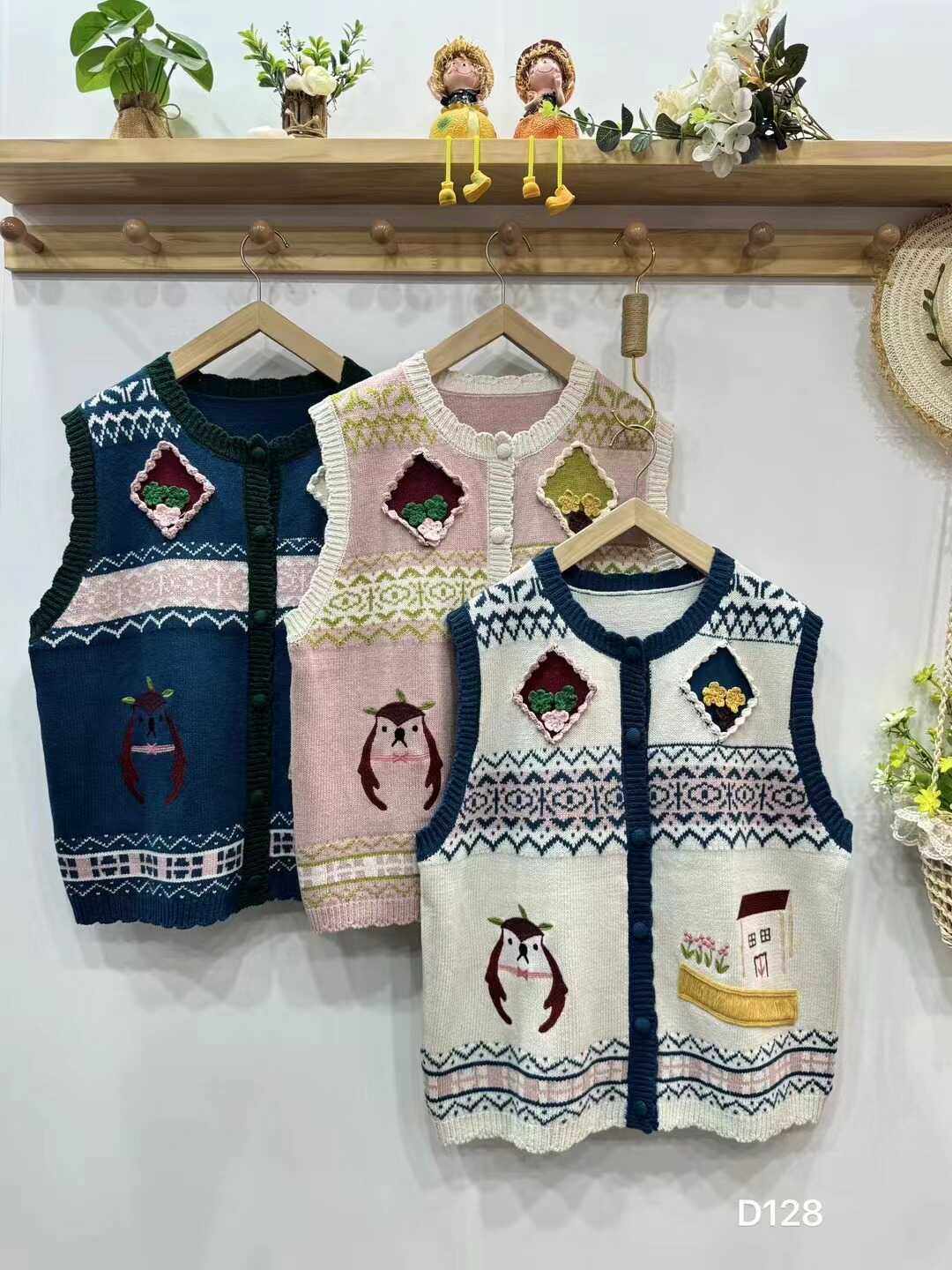 宽松羊毛秋新开衫马甲背心森女