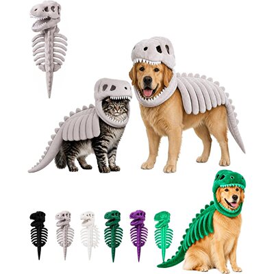爆款Dark Dinosaur Skeleton Pet Costume恐龙骨架宠物服装