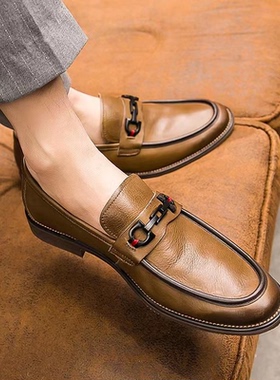 帕达索商务正装乐福鞋韩版潮流男士一脚蹬软底休闲鞋210812