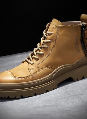 帕达索工装靴短靴加绒大黄靴高颜值马丁靴休闲反绒皮鞋200925