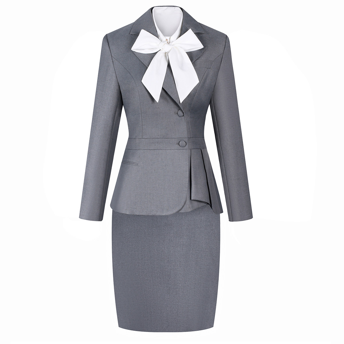 OL SHORT SKIRT SUIT PROFESSIONAL SKIRT HOTEL FRONT DESK WORK WEAR GRAY SUIT SKIRT OVERALLS UNIFORM OFFICE WORKER IS POSITIVE