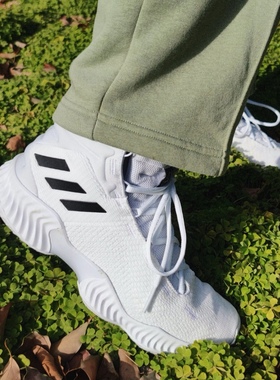 adidas Pro Bounce 2018 时尚百搭 减震防滑 中帮篮球鞋 男款米白