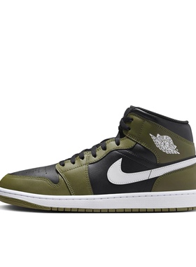 Air Jordan 1 板鞋 运动休闲鞋 复古潮流支撑合成革 黑色/绿色 远