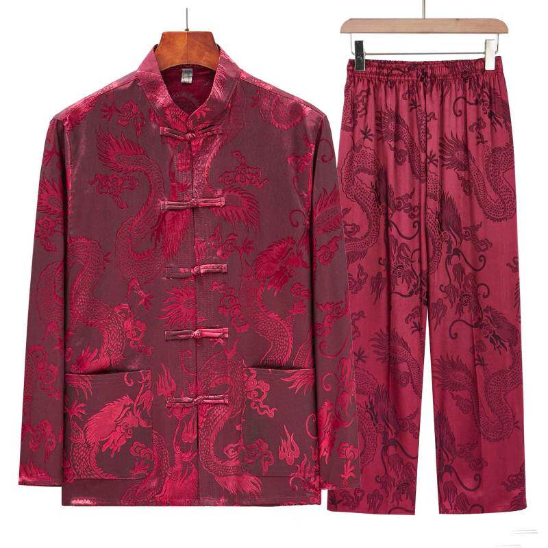 唐装男长袖套装夏中老年爸爸装老人中国风爷爷休闲春夏装太极服