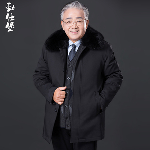 老人羽绒服男加厚爷爷冬装60-70-80岁老爸爸羽绒服中老年羽绒外套
