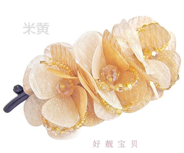 【48包郵】茜子風/she海倫爾晶瑩紗質花朵深紫八字夾/扭夾s/發飾