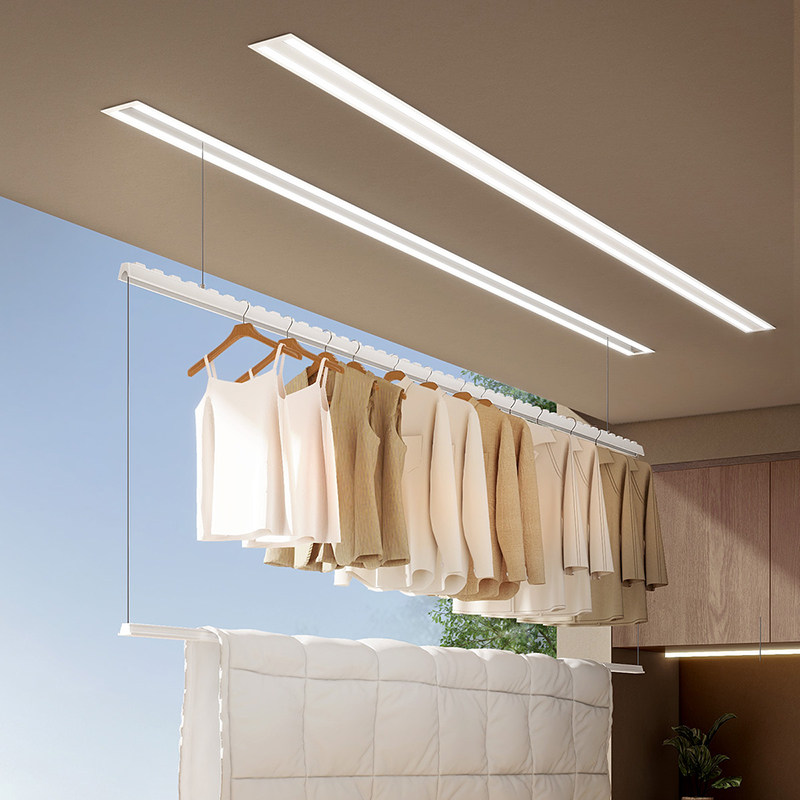 盼盼电动晾衣架隐形晒衣架全自动智能阳台家用隐藏嵌入式晾衣机杆