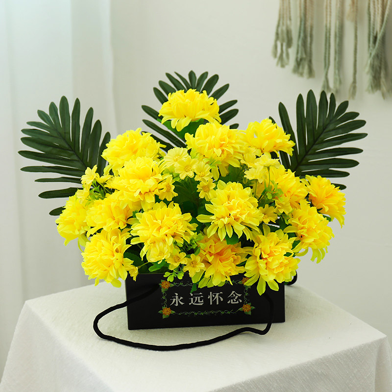 清明节用花墓碑花墓前假花仿真菊花花束祭祀塑料花大花篮扫墓花朵