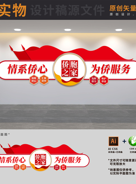 侨胞之家建设侨联侨眷归国华侨联合会标语文化墙AI+CDR+PSD设计稿