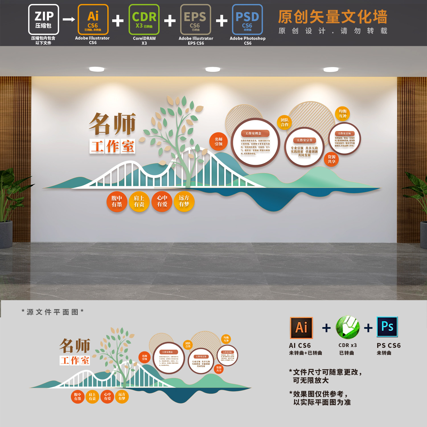 名师工作室教师老师风采照片墙展板师资力量简介ai cdr psd设计稿