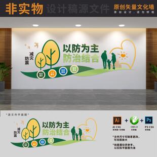 校园防灾减灾救灾防震安全宣传文化墙应急消防救援AI+CDR+PSD素材