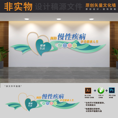 医院医疗门诊预防慢性疾病标语宣传栏展板文化墙AI+CDR+PSD设计稿