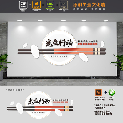 企业员工餐厅文化墙学校饭堂食堂餐馆形象布置光盘行动标语AI+CDR