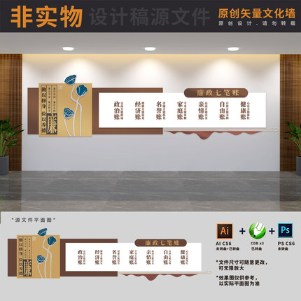 算好人生七笔账清廉政展板文化长廊背景形象墙AI+CDR+PSD设计模版