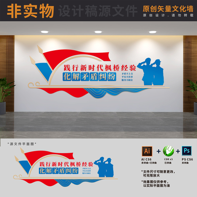 社区派出所矛盾纠纷调处化解中心枫桥经验文化墙AI+CDR+PSD设计稿
