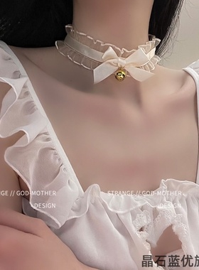 蕾丝小铃铛项圈女m颈带