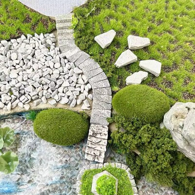 微缩台阶建筑花纹石凳素材板石石块小道林沙仿真迷你缩小阶石