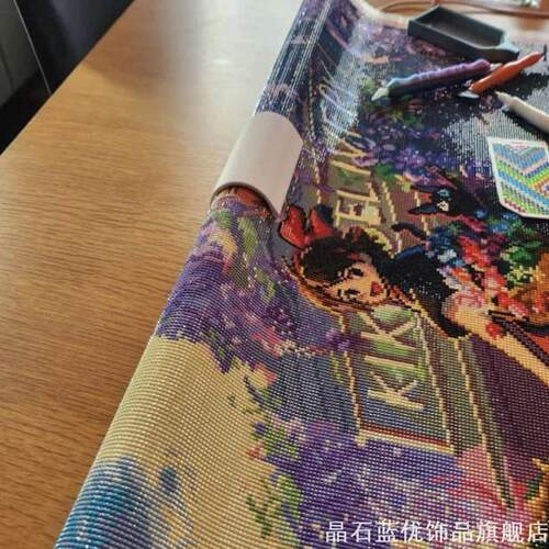 淡粉珠光卷画布神器手工钻石贴画