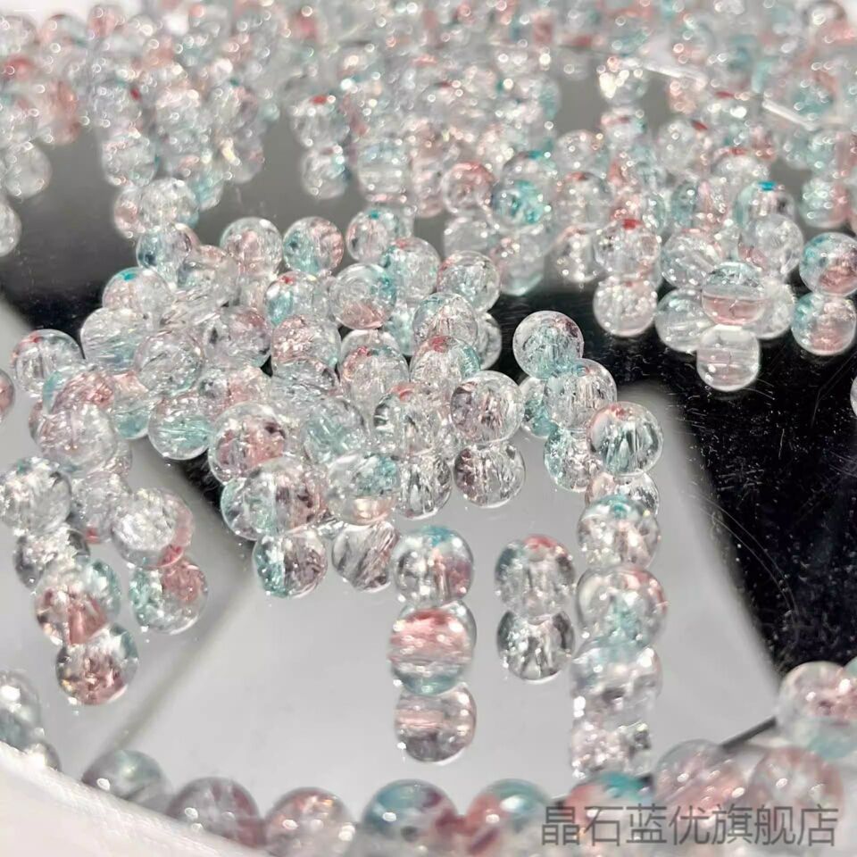 玻璃珠散珠项链冰裂琉璃珠子自制