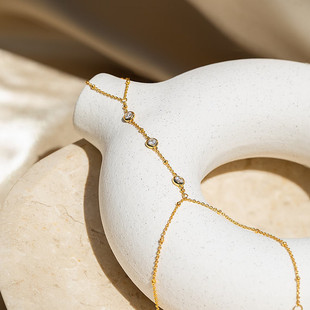 手链时尚欧美手指链女ins简约连指手饰戒指链条水钻链条小众设计