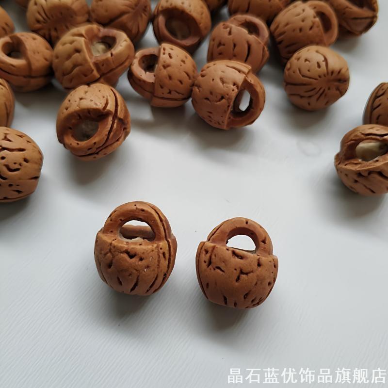 桃木篮手链编红绳婴儿童宝宝饰品diy手工山桃核雕刻桃蓝花筐锁