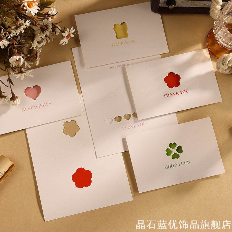 ins小众祝福贺卡镂空花朵造型婚礼伴手礼手写感谢留言小卡片