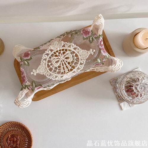 暖驼ins镂空蕾丝垫双层网纱立体