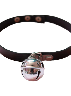 项圈女姆狗脖子铃铛牵引宠物颈带皮质狗牌项圈链子锁骨链男