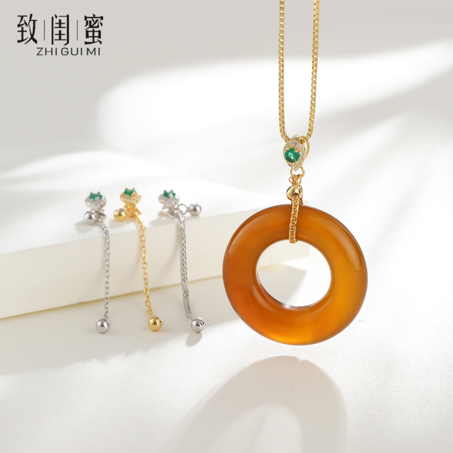 S925纯银平安扣水滴形吊坠扣头