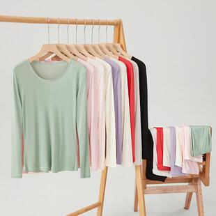 保暖内衣圆领打底线衣线裤 女士薄款 内穿舒适 套装 桑蚕丝秋衣秋裤