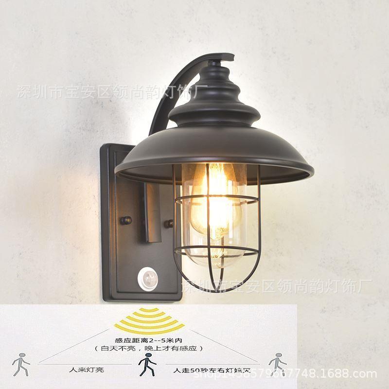厂家批发欧式壁灯led 光感户外防水玻璃壁灯花园庭院走廊壁灯
