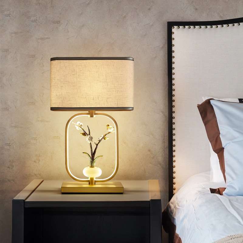 全铜禅意新中式台灯客厅竹子卧室床头灯创意装饰书房书桌设计师款