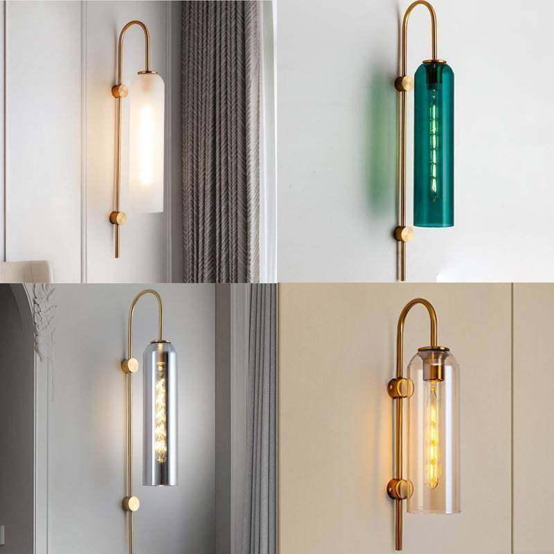 北欧玻璃壁灯创意卧室床头灯酒店过道走廊背景墙灯客厅楼梯长壁灯