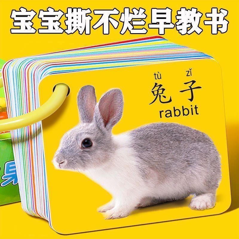 动物卡片早教启蒙书认知卡片婴幼儿宝宝儿童益智识字看图识物玩具