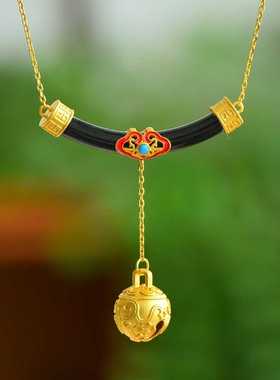 s925银镶和田墨玉切段项链设计墨玉项链和田玉墨玉项链精致古典